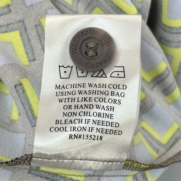 Wildfang Slip Dress Womens Multicolor Geometric Print Satin Midi V-Neck - Picture 7 of 7